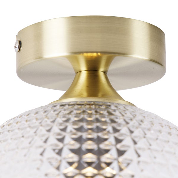 Art-Deco-Deckenleuchte Messing mit Klarglas - Sphere