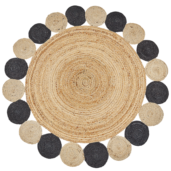 Teppich VOSTAN Schwarz ø 140 cm Jute