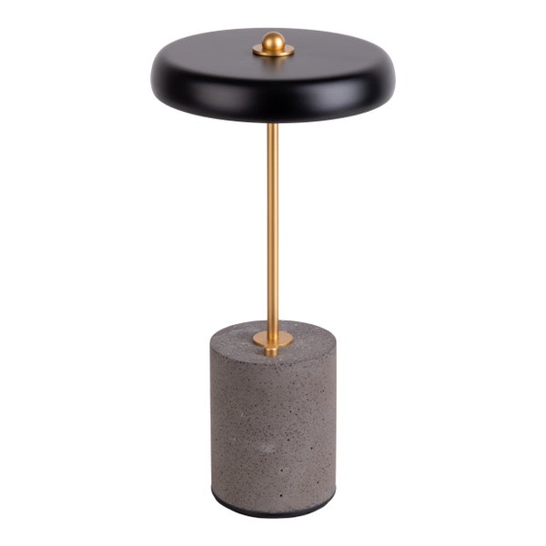 Akku Tischleuchte SETA schwarz 30 cm hoch aus Metall und Beton, mit fest verbauter LED