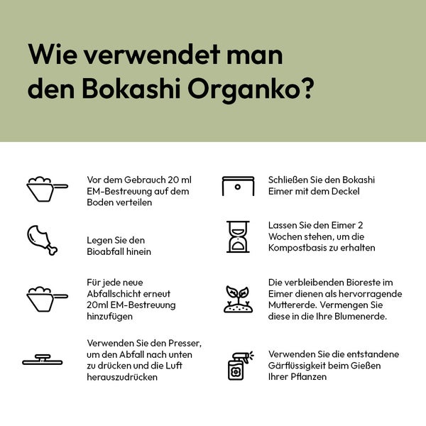 Anleitung zur Verwendung des Bokashi Organko zur Kompostierung von Bioabfällen
