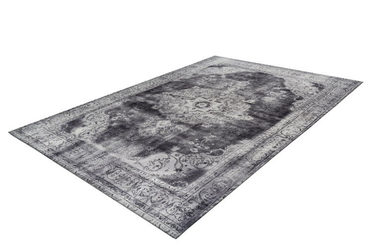 Flachflor Teppich Karabo Hellgrau Vintage 200 x 290 cm