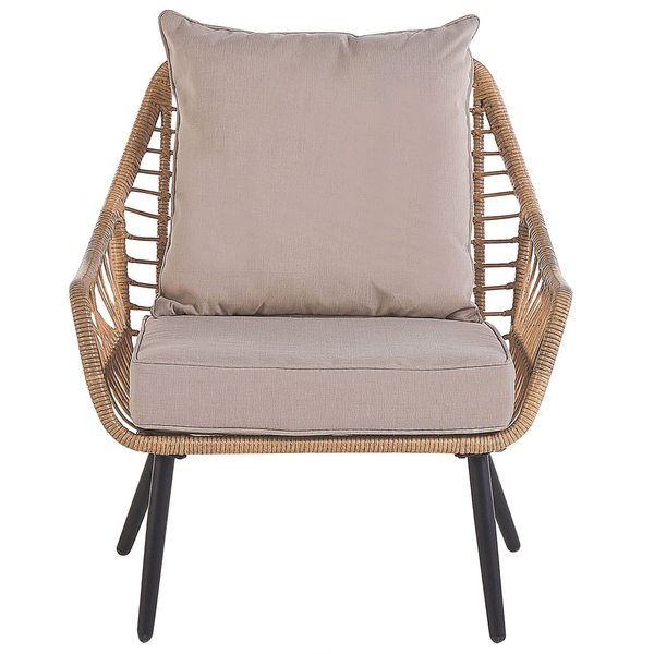 Bistro Set inkl. Kissen LAURETO Polyrattan Naturfarben