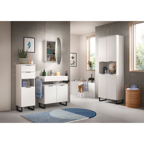 Riff Spiegelschrank Bad Ø70 cm 1 Tür weiß. 70 X 18 X 70 cm