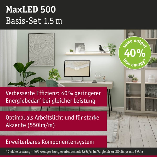 MaxLED 500 LED Strip Basisset 1,5m Neutralweiß 5,5W 550lm/m 4000K 20VA