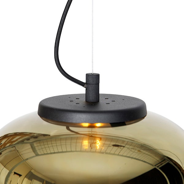 Design-Hängelampe schwarz mit Goldglas 2-flammig - Bliss