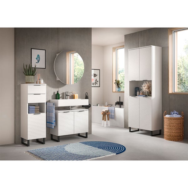 Riff Spiegelschrank Bad Ø70 cm 1 Tür weiß. 70 X 18 X 70 cm