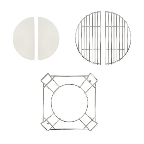 Grillzubehör-Set mit Deflektorsteinen, Grillrost und Halterung