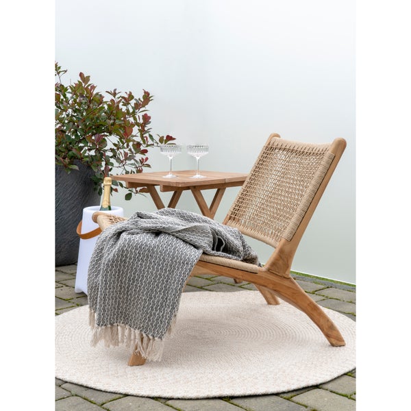 Menorca Teppich Ø120cm für draußen sandfarben. 120 X 120 X 1 cm
