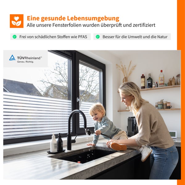 Simple Fix Fensterfolie Streifen 70 x 500 cm - Sichtschutzfolie Fenster Folie, Isolierfolie - Fensterfolie Blickdicht Selbsthaftend - Streifen