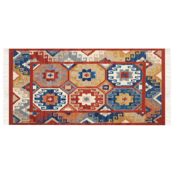 Teppich LUSARAT Bunt 80 x 150 cm Wolle Kelim
