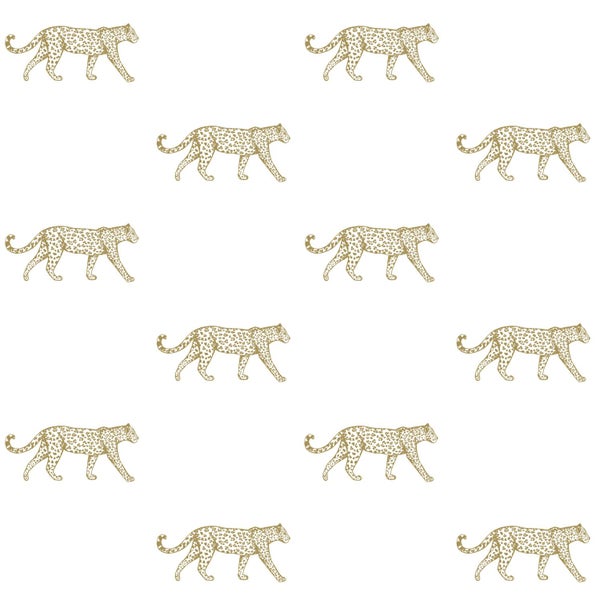 Origin Wallcoverings Tapete Panter Weiß und Gold - 53 cm x 10.05 m - 347685