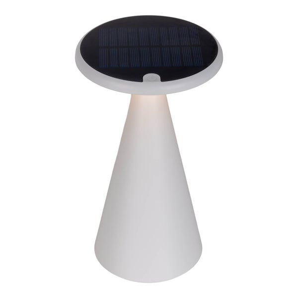 Solar-Akku-Tischleuchte Palu für Außen und Innen, aus Kunststoff in Weiß , 20 cm hoch