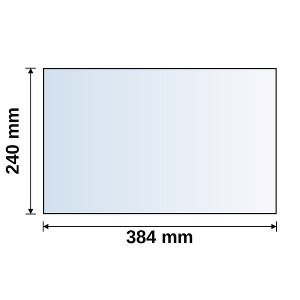 Rechteckige Platte mit den Maßen 240 Millimeter Höhe und 384 Millimeter Breite.