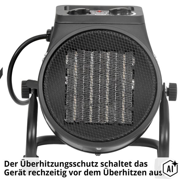 Elektrischer Heizlüfter für Werkstatt und Baustelle mit Überhitzungsschutz und einstellbarem Thermostat