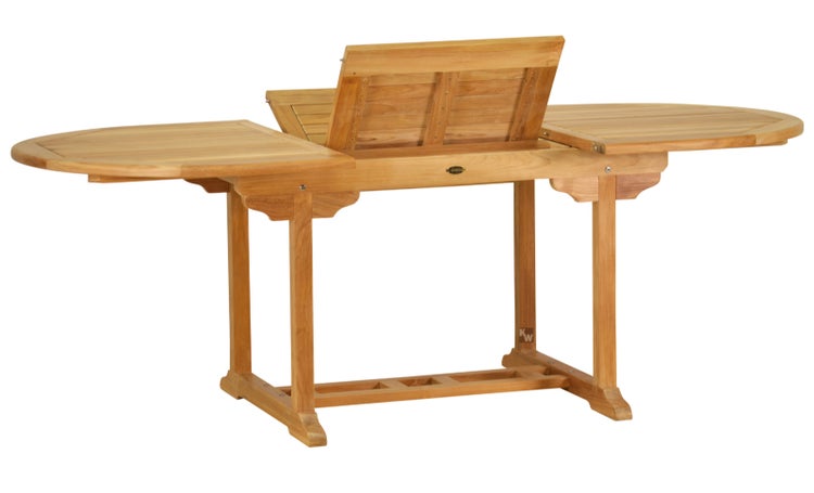 Gartentisch Teak ausziehbar ovaler Tisch Garten Terrasse Massivholz Ausziehtisch 150 x 100 cm premium wetterfest