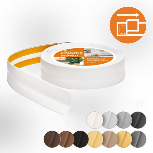 Quest Weichsockelleiste Selbstklebend 18 x 18 mm, PVC, Flexibel, Weiß, 15 Meter