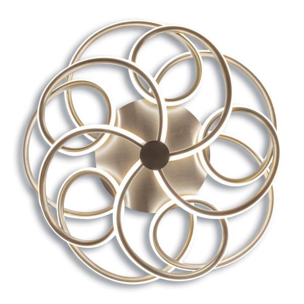 LED Deckenleuchte RIZADO Ø: 57cm aus Metall in satin-nickel und Kunststoff, mit fest verbauten LEDs, Beleuchtung für Wohnräume und Büro.
