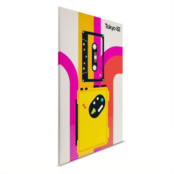 Dekoratives Wandbild mit Kassettenrekorder und Kassette im Retro Design