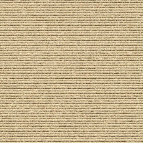 Beige Teppichboden mit Rippenstruktur.