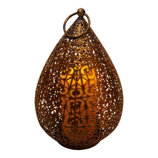 LED Dekoleuchte 27,8 cm hoch in Antik-Gold, für Außen,  aus Metall und Kunststoff, mit integrierte LED