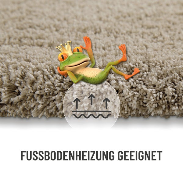 Hochflor-Teppich geeignet für Fußbodenheizung.