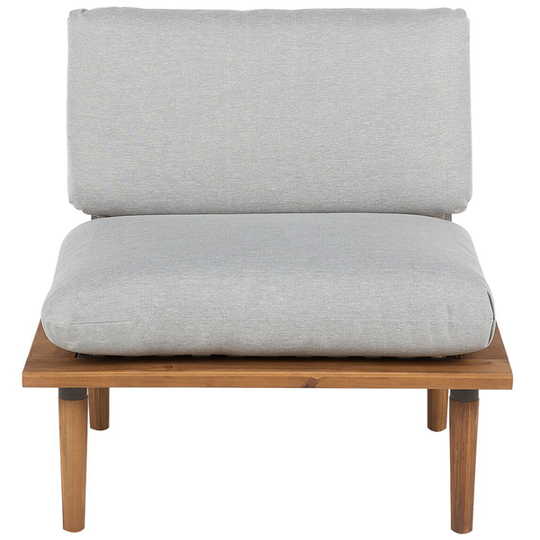 Gartenstuhl mit Holzbasi und Stoffkissen