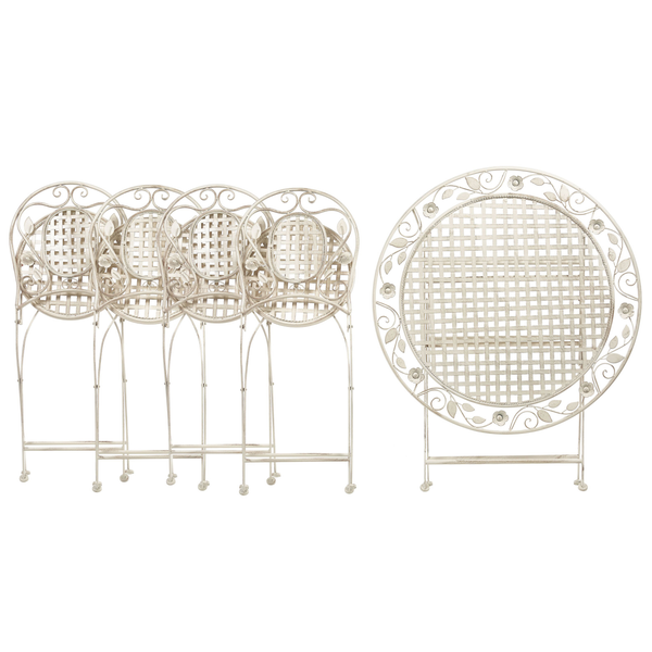 Gartenmöbel Set 4-Sitzer BIVIO klappbar Metall Cremeweiß