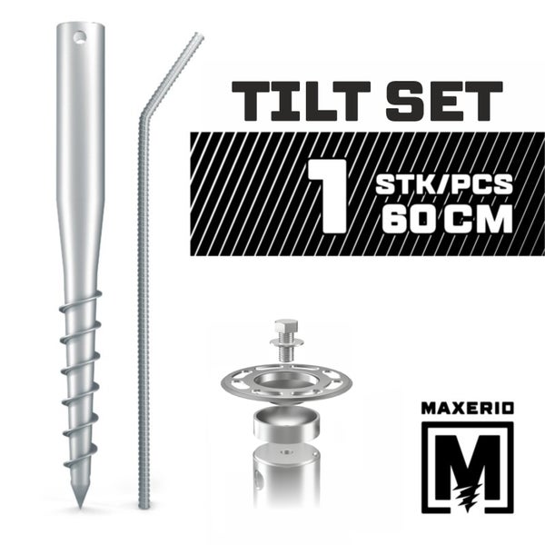 MAXERIO® 60 cm 1er TILT-Set für Schraubfundament Bodenhülse Erdanker Erdschraube Einschraubhülse Erdschraubenfundament Bodenanker Schraubanker Fundament für Gartenhaus Terrasse Sauna Gewächshaus