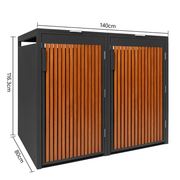PANELO Mülltonnenbox anthrazit (2er Box) in exklusiver Holzoptik | wetterfest & robust | Mülltonnenverkleidung (Mülltonne 60L - 240L) | Müllhaus | Mülleimerunterstand