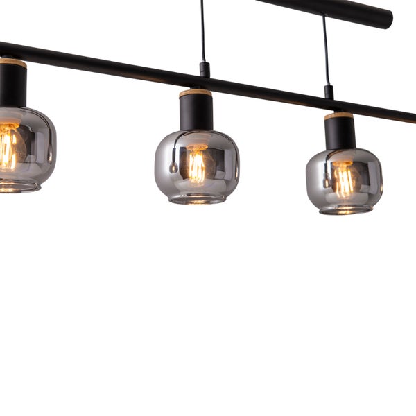 Deckenleuchte mit drei Lampen und klaren Glasschirmen