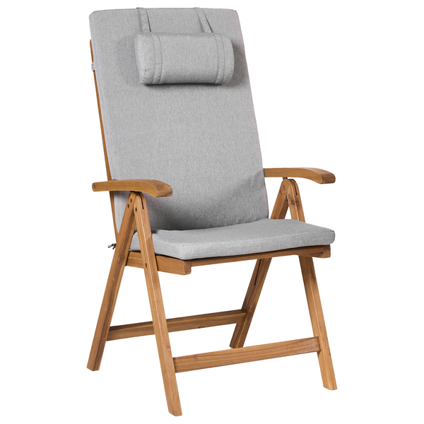 Set mit 2 Stühlen und Sitzkissen JAVA PREMIUM Akazienholz Grau