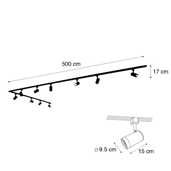 Smartes Schienensystem schwarz 1-phasig 10 Lichter inkl. Wifi GU10 - Jeana