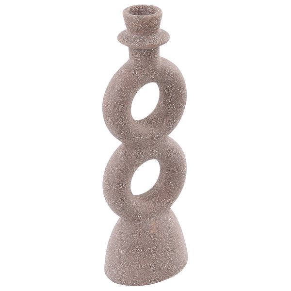 Dekorative braune Keramikvase mit zwei verbundenen Kreisen