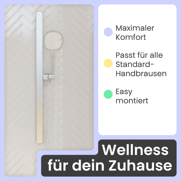 Wellness für dein Zuhause: Brausestange aus Chrom mit Handbrause. Merkmale: Maximaler Komfort, passt für alle Handbrausen, einfach montiert.