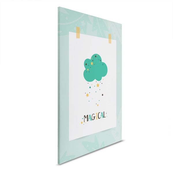 Dekorative Leinwand mit Wolken- und Sterne-Motiv für Kinderzimmer