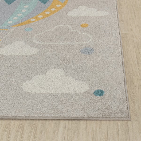 Teppich für Kinder Heißluftballon Wolken Mehrfarbig/Grau 120x170 cm MONTY