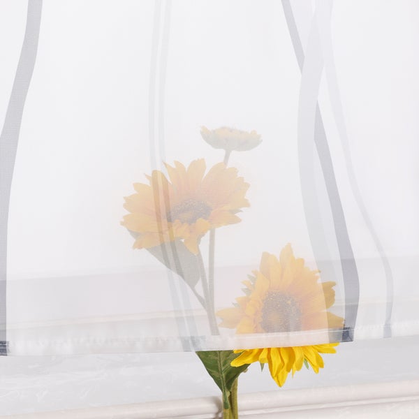 Gardine mit Streifenmuster und Sonnenblumenmotiv