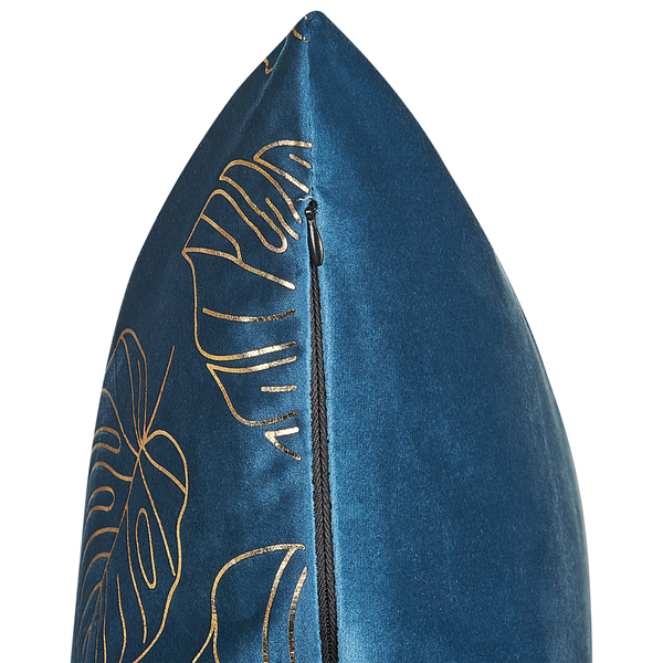 Dekokissen 2er Set DELICIOSA Samtstoff 45 x 45 cm Blau Pflanzenmuster