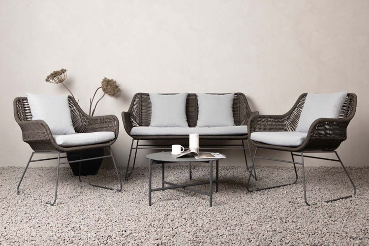 Davao Lounge-Set 4 Teile braun,dunkel grau. 70 X 70 X 40 cm