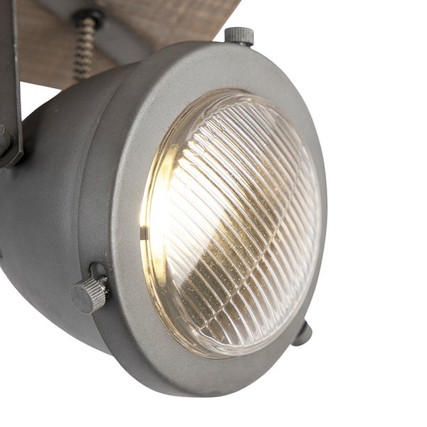 Industriespot Stahl mit Holz kippbar 3-Licht - Emado
