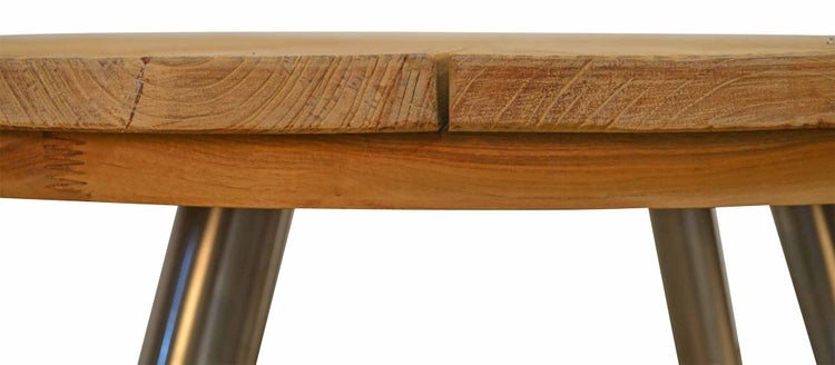 Gartentisch Teakholz Edelstahl rund 130 cm modern premium für Garten Terrasse
