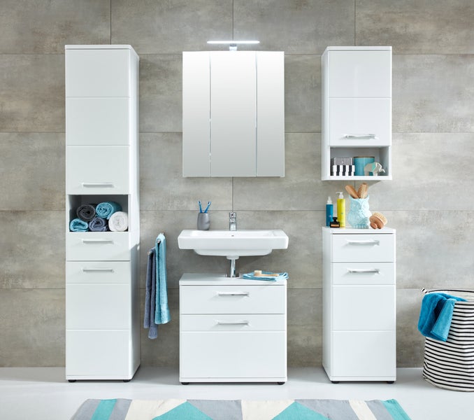 Monte Bad Spiegelschrank 3 Türen weiß. 60 X 18 X 74 cm