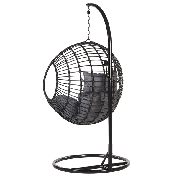 Hängesessel mit Gestell ASPIO Polyrattan Schwarz