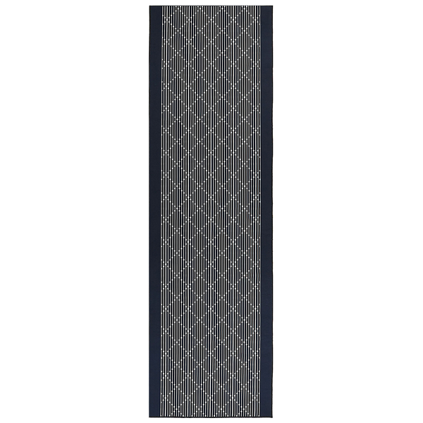 Teppich marineblau 60 x 200 cm geometrisches Muster Kurzflor CHARVAD