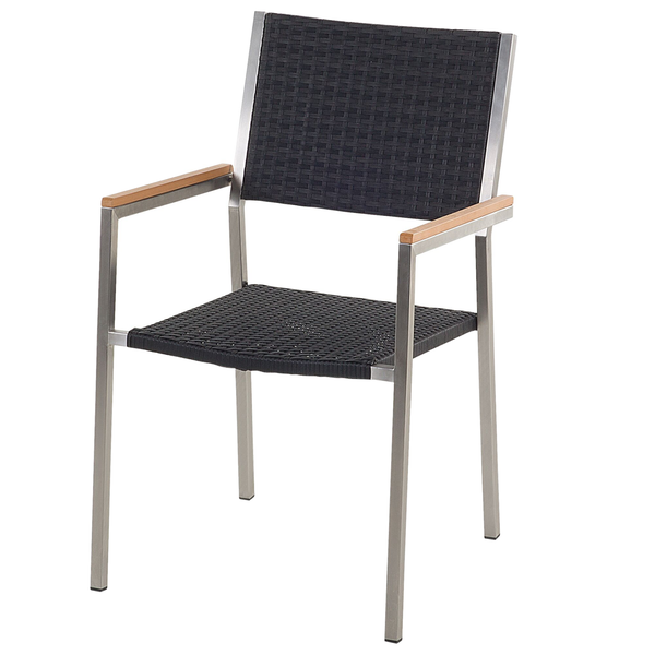 Gartenmöbel Set 8-Sitzer GROSSETO Dreifachplatte Granit Polierter Grau / Schwarz