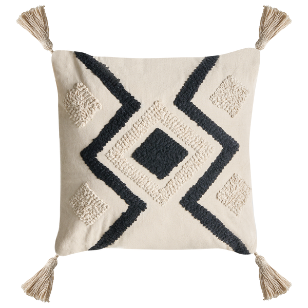 Dekokissen mit Quasten und geometrischem Muster