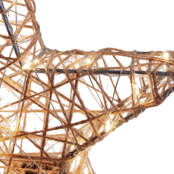 Dekorativer Stern mit LED Beleuchtung und Jute-Umwicklung