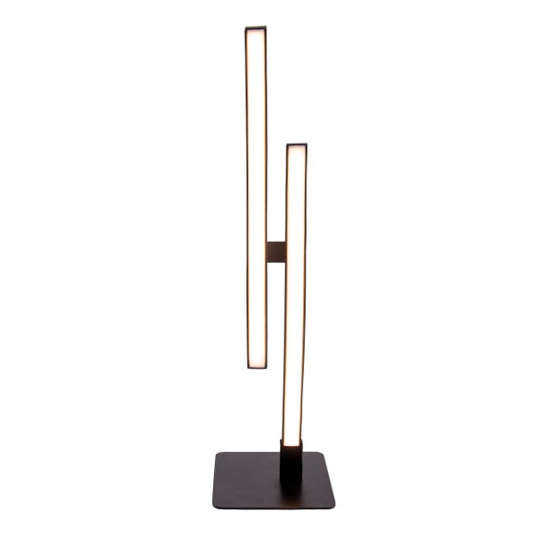LED Tischleuchte Onda,  Tischlampe aus Metall und Kunststoff in Schwarz,, mit fest verbauten LEDs, Beleuchtung für Wohnzimmer, Büro oder Nachttisch 44 cm hoch