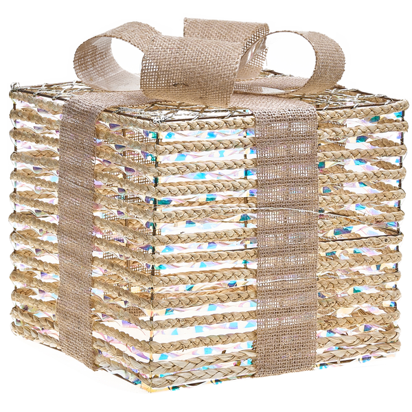 Dekoratives Geschenkpaket mit Lichteffekten und Schleife