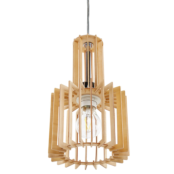 Hängeleuchte heller Holzfarbton Glockenform NIARI